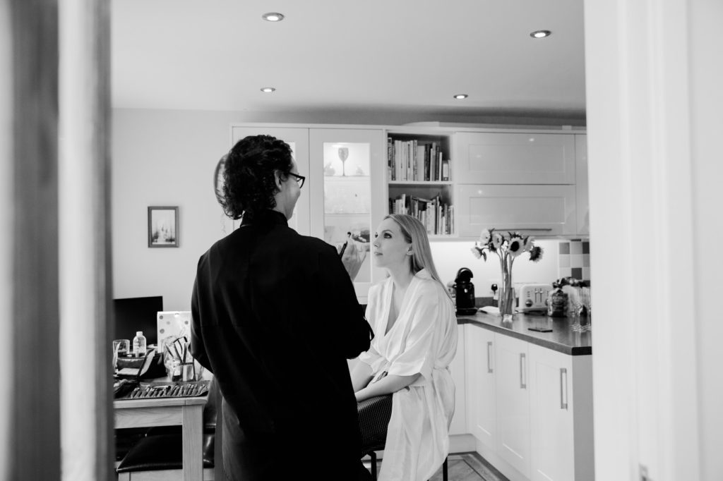 bride makeup application
